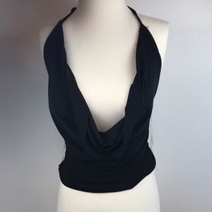 Drape front halter top